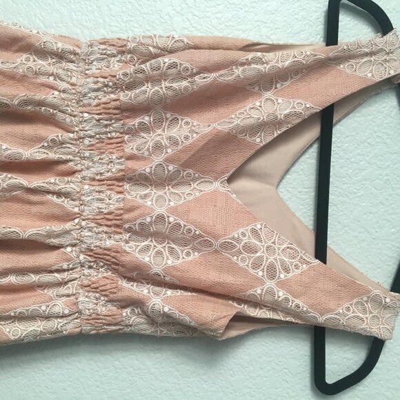 Pink Lace Dress Boho V-neck A-line Small American Rag Sleevless - Picture 12 of 15